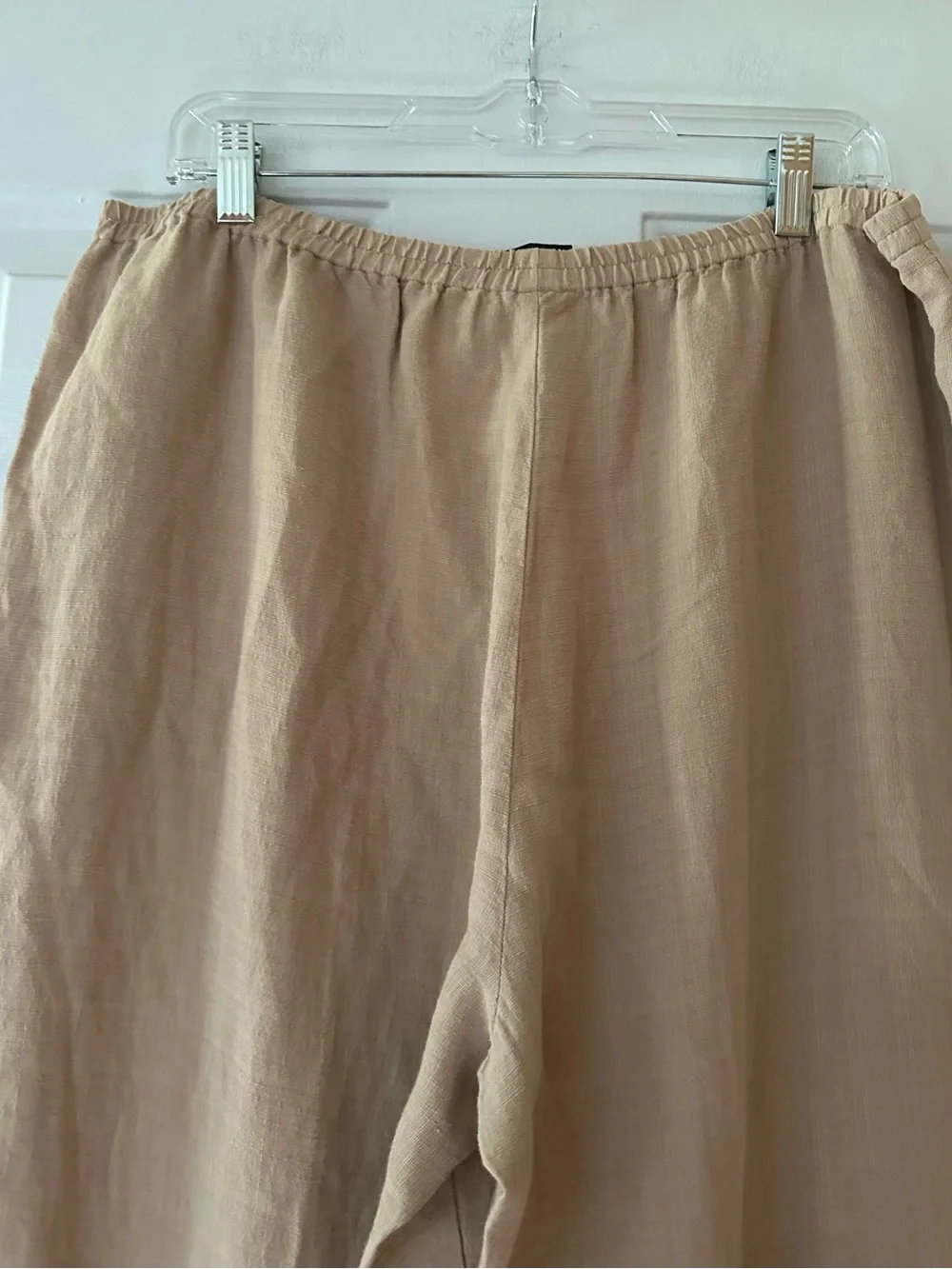 Eileen Fisher Tan Linen Blend Italian Fabric Wide Leg Slouchy Pants Size Large. - Picture 9 of 14